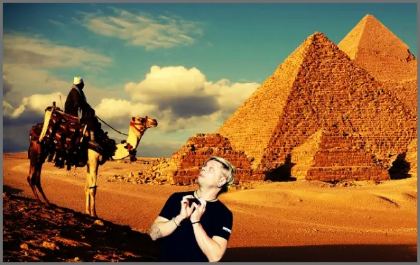 Guest posing with tropical beach green screen background