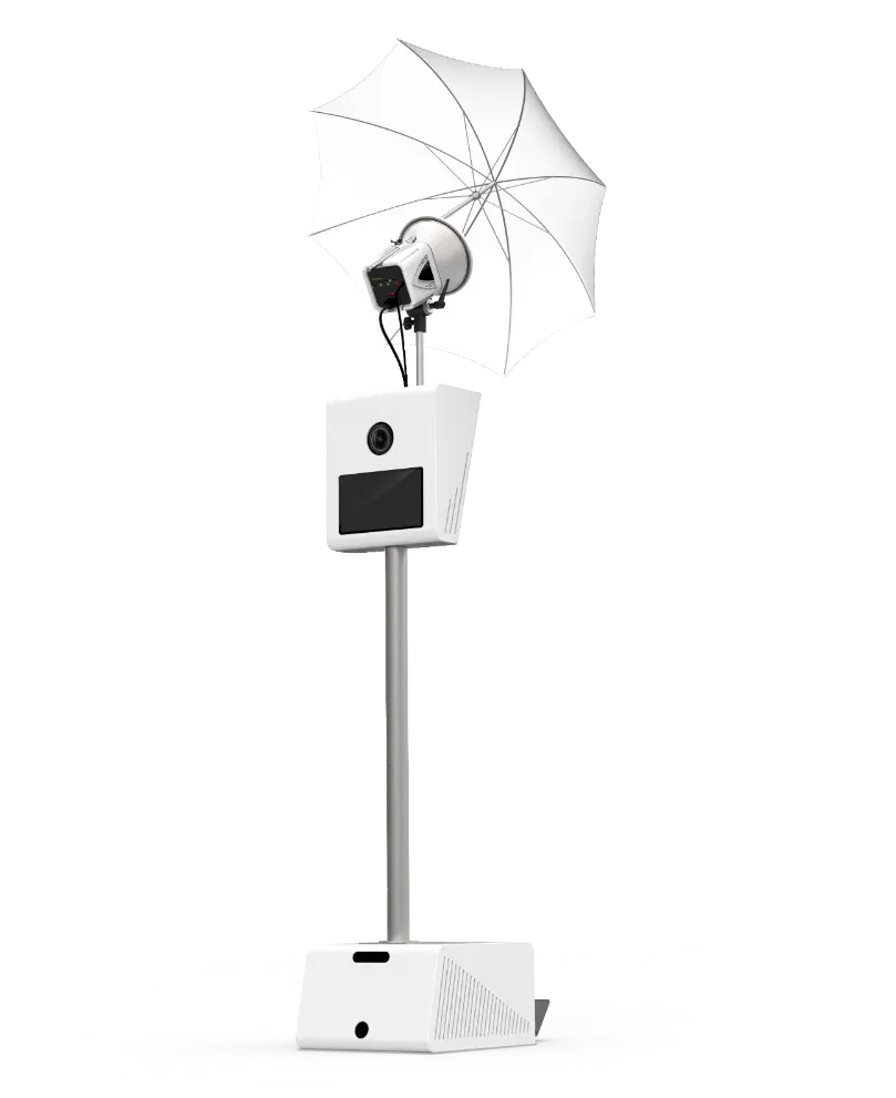 SmashBooths photo booth kiosk with touchscreen display